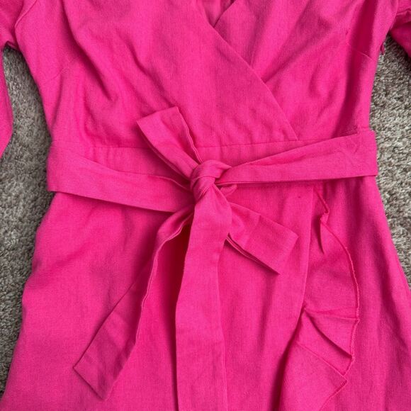 Showpo. Women’s Pink Ruffle Mini dress with Balloon Puff Sleeves size 2 - Picture 3 of 9